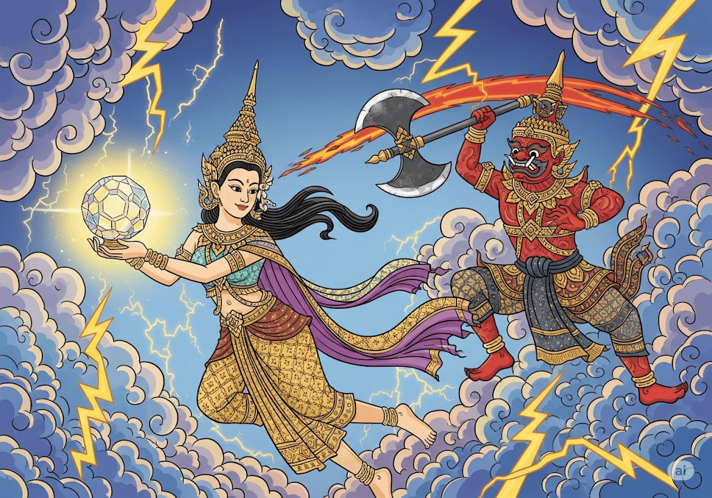 ภาพจาก https://laonitan.com/<br>นิทานพื้นบ้าน เรื่อง เมขลากับรามสูร พร้อมข้อคิดสอนใจ